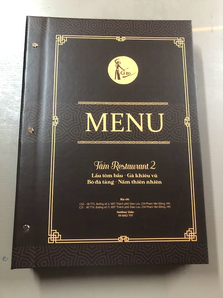 Menu nhà hàng.